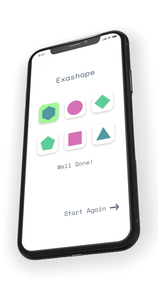 a mockup of the exashape memory game